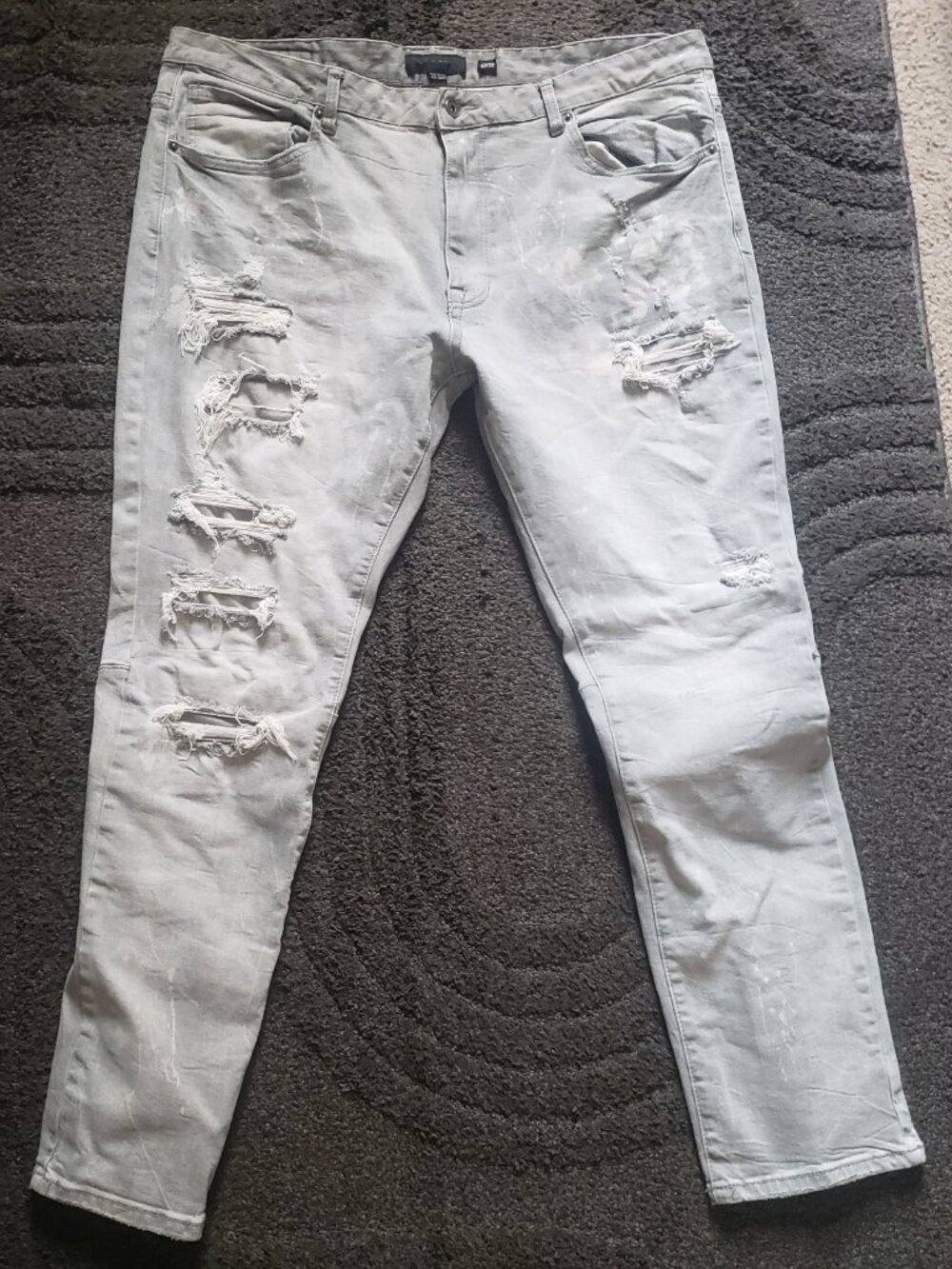Decibel Jeans Mens Distressed Gray Size 42x32 Slim Fit